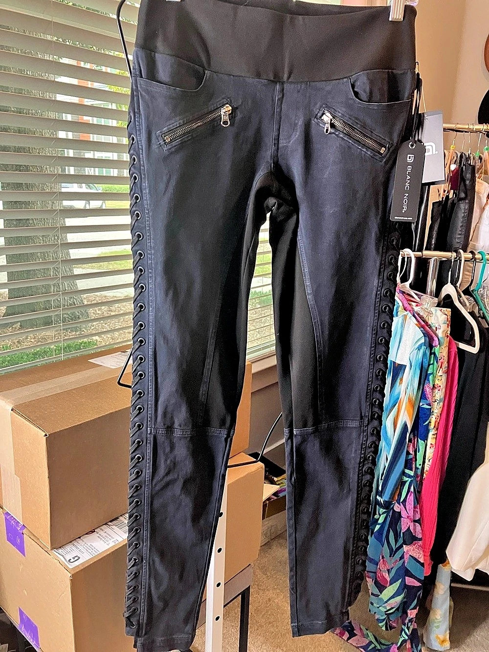 Blanc Noir Warrior Pant Lace-Up Warrior Pants in Black Size Medium NWT